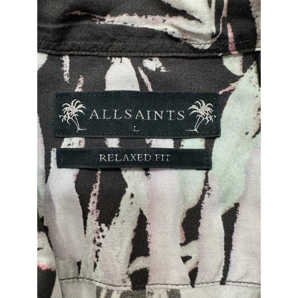 AllSaints Bambusa Bamboo Print EcoVero Relaxed Fit Short Sleeve Button Down L - Picture 6 of 10
